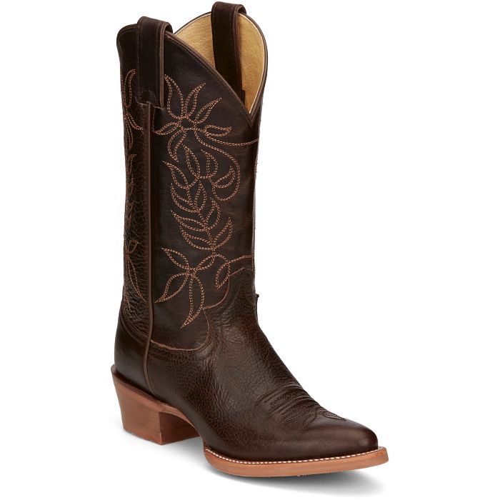 Justin Women's 12" Rosey Espresso Cowhide Round Toe Western Boot - CJ4000 - 6B