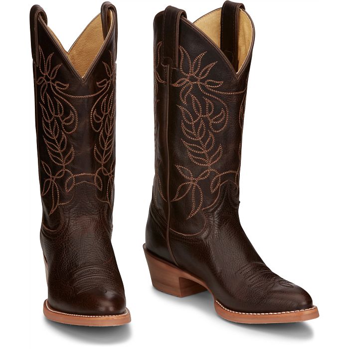 Justin Women's 12" Rosey Espresso Cowhide Round Toe Western Boot - CJ4000 - 6B