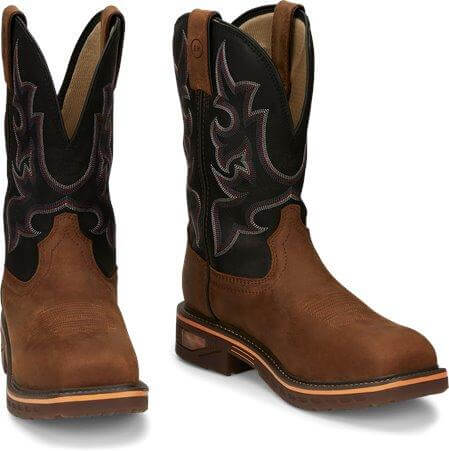 Justin Men's 11" Waterproof Resistor Square Nano Composite Toe Work Boot - CR4012 - 8D