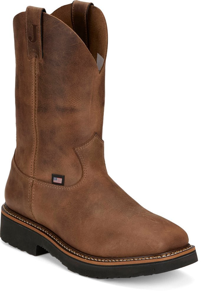 Justin Boots Men's 11" Ames Walnut Brown Square Toe Work Boot - HL4222 - 7D