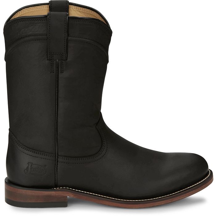 Justin Boots Men's Braswell 10" Roper Black Western Boots - RP3740 - 8D