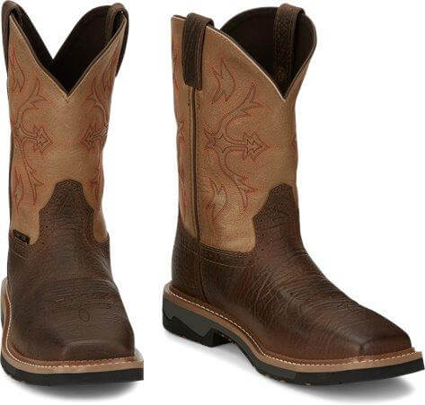 Justin Men's 11" Stampede Bolt Light Brown Square Composite Toe Work Boot - SE4103 - 8D