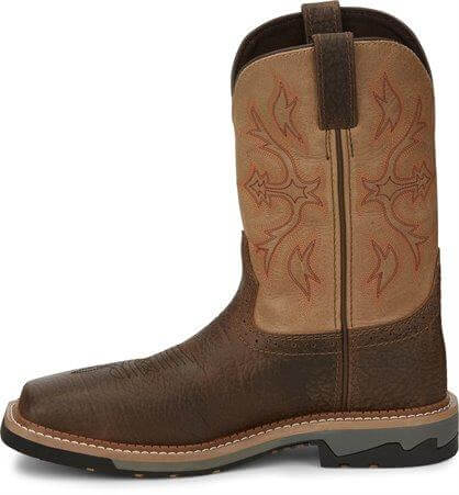 Justin Men's 11" Stampede Bolt Light Brown Square Composite Toe Work Boot - SE4103 - 8D