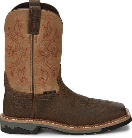 Justin Men's 11" Stampede Bolt Light Brown Square Composite Toe Work Boot - SE4103 - 8D