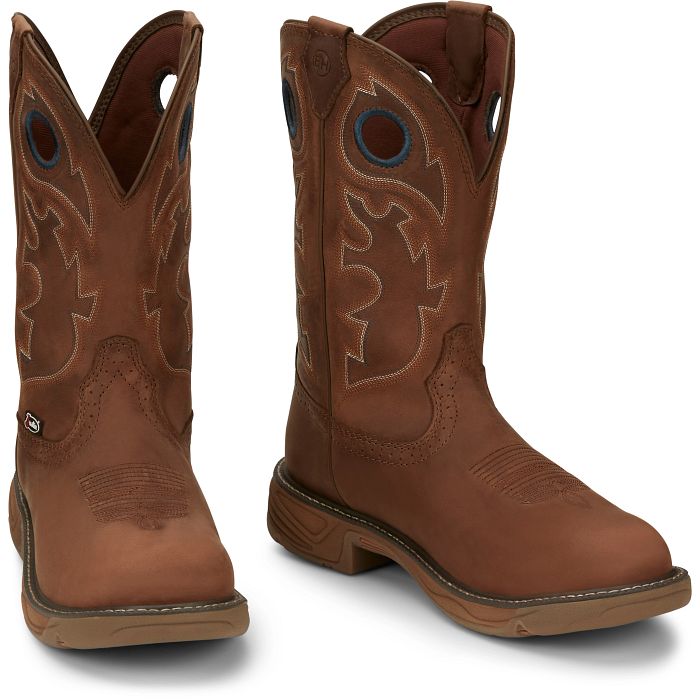 Justin Men's 11" Waterproof Stampede Rush Round Nano Comp Toe Work Boot - SE4334 - 7D