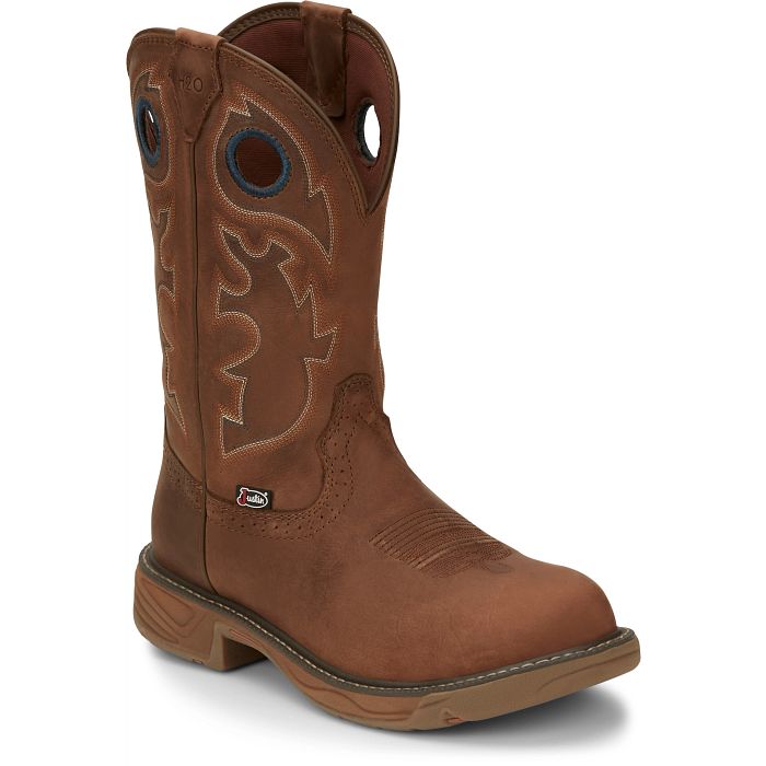 Justin Men's 11" Waterproof Stampede Rush Round Nano Comp Toe Work Boot - SE4334 - 7D