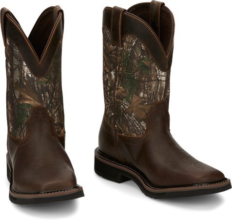 Justin Men's 11" Waterproof Trekker RealTree Camo Pull - On Square Toe Work Boots - SE4676 - 7D