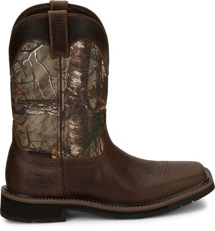 Justin Men's 11" Waterproof Trekker RealTree Camo Pull - On Square Toe Work Boots - SE4676 - 7D