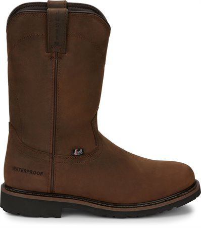 Justin Men's 10" Waterproof Drywall Brown Round Toe Pull - On Work Boots - SE4960 - 7D