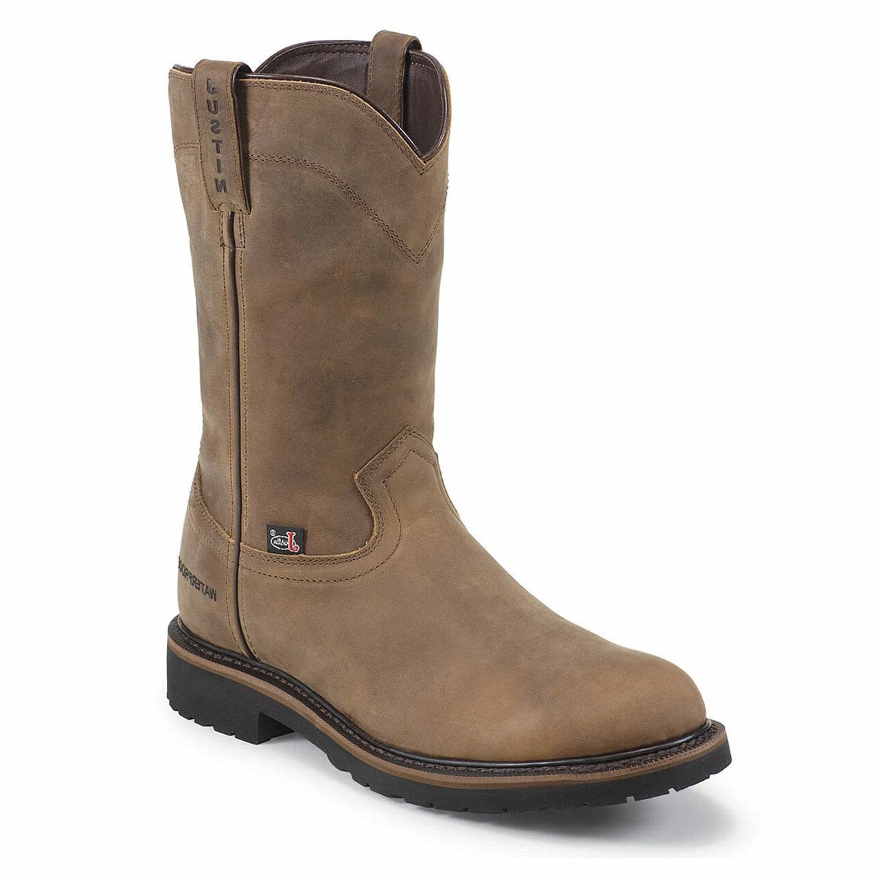 Justin Men's 10" Drywall Brown Pull - On Round Steel Toe Work Boot - SE4961 - 7D