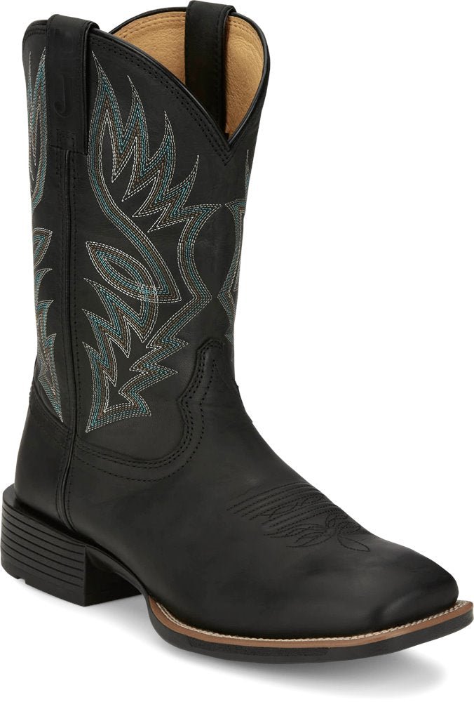 Justin Men's 11" Zeke Black Wide Square Toe Western Boot - UN7132 - 8D