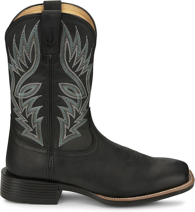 Justin Men's 11" Zeke Black Wide Square Toe Western Boot - UN7132 - 8D