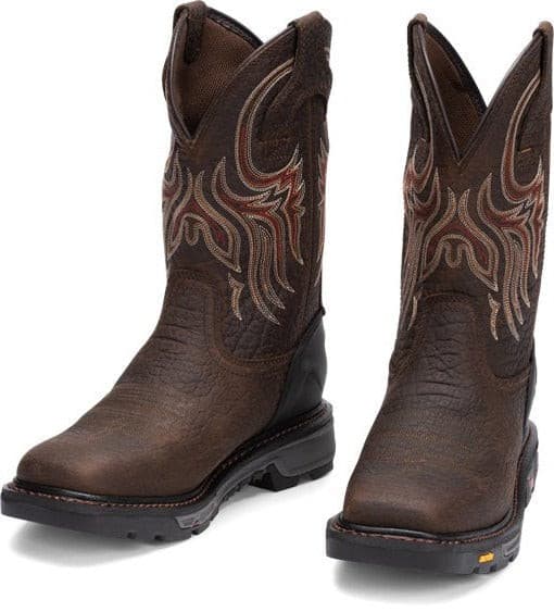 Justin Men's 11" Driscoll Pecan Brown Square Toe Western Work Boot - WK2110 - 7D