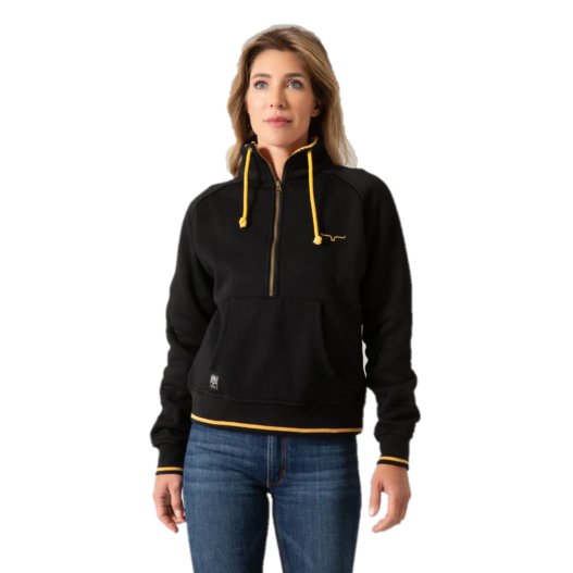 Kimes Ranch Women's Malta Cropped Quarter Zip Black Sweatshirt - F23 - 13012398 - S