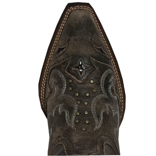 Laredo Women's 13" Lucretia Black Embroidery & Studs Snip Toe Western Boot - 52133 - 6.5M