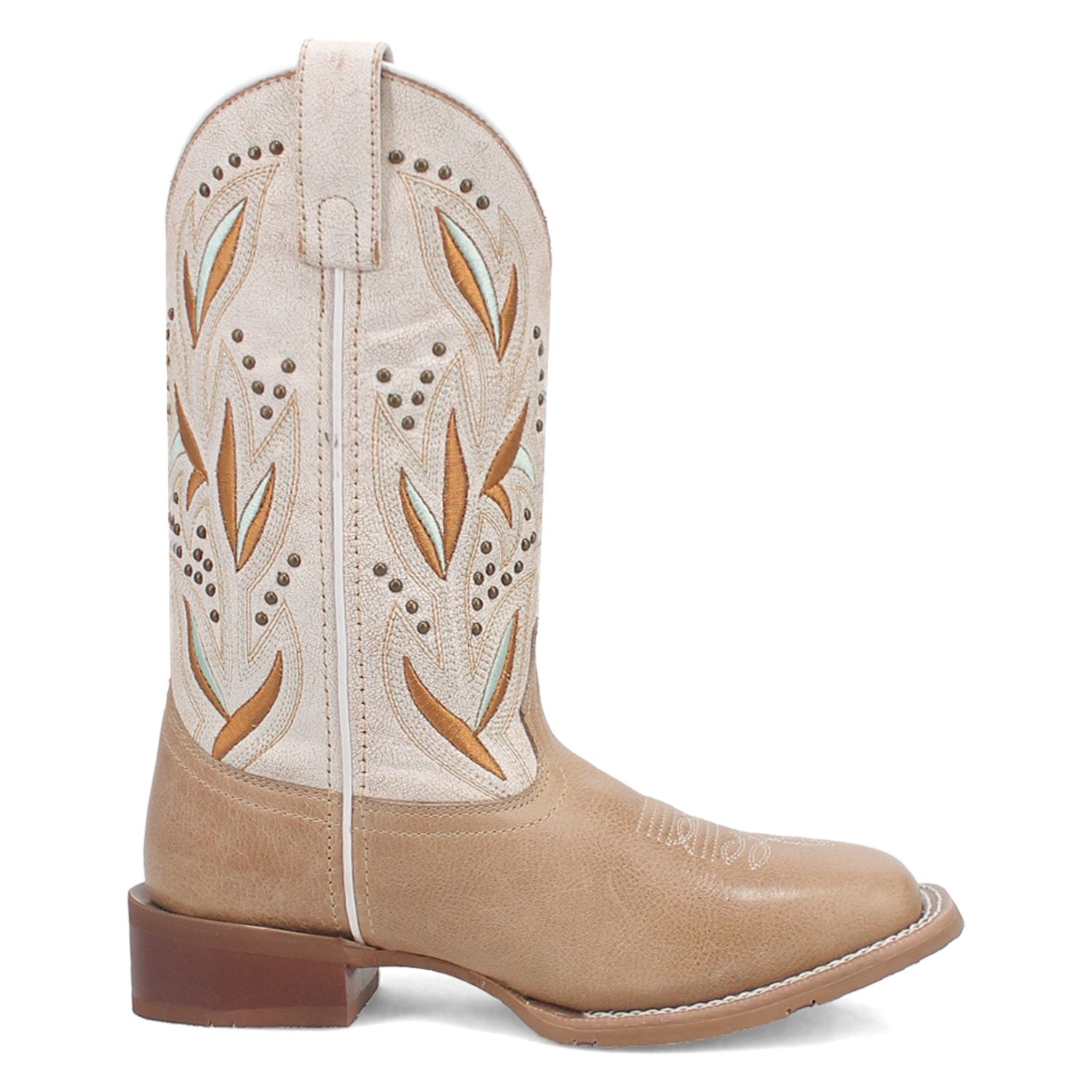 Laredo Women's 12" Lydia Sand & White Square Toe Western Boot - 5603 - 6M