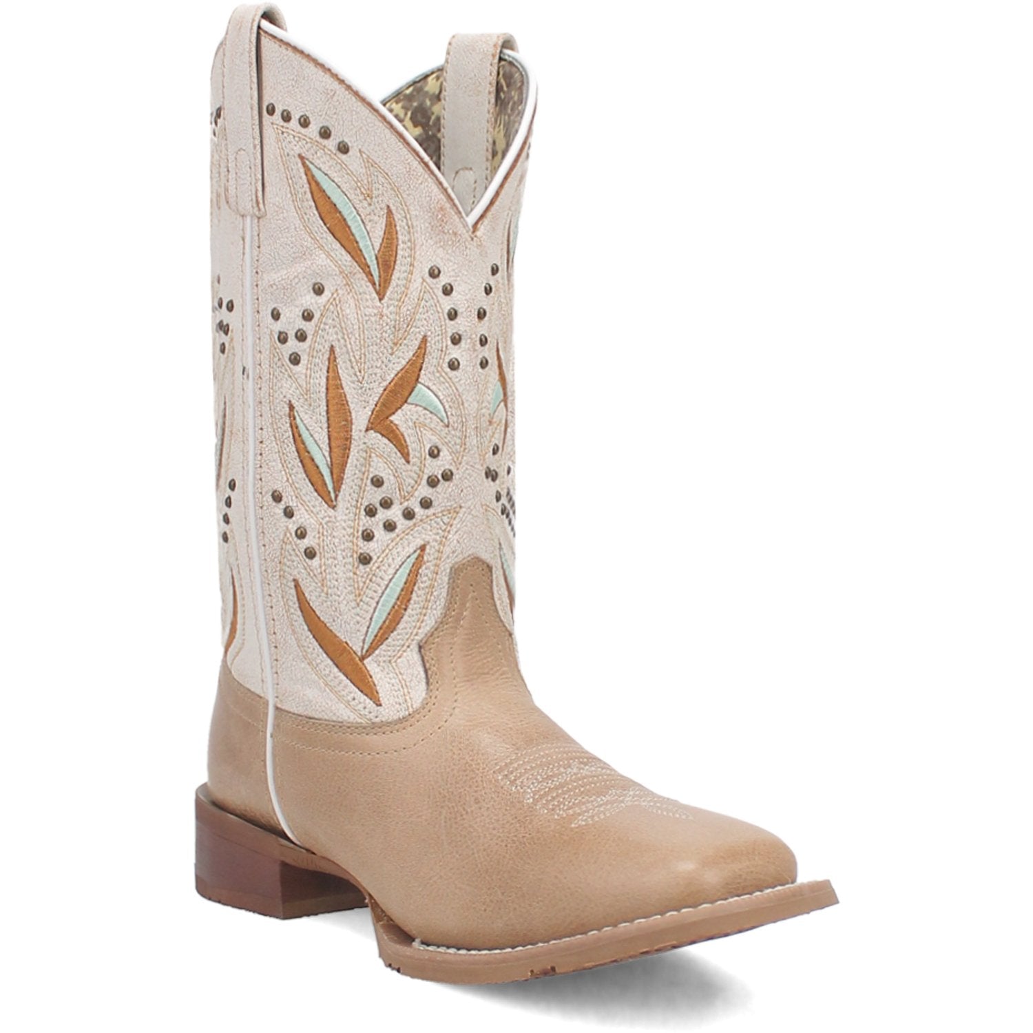 Laredo Women's 12" Lydia Sand & White Square Toe Western Boot - 5603 - 6M