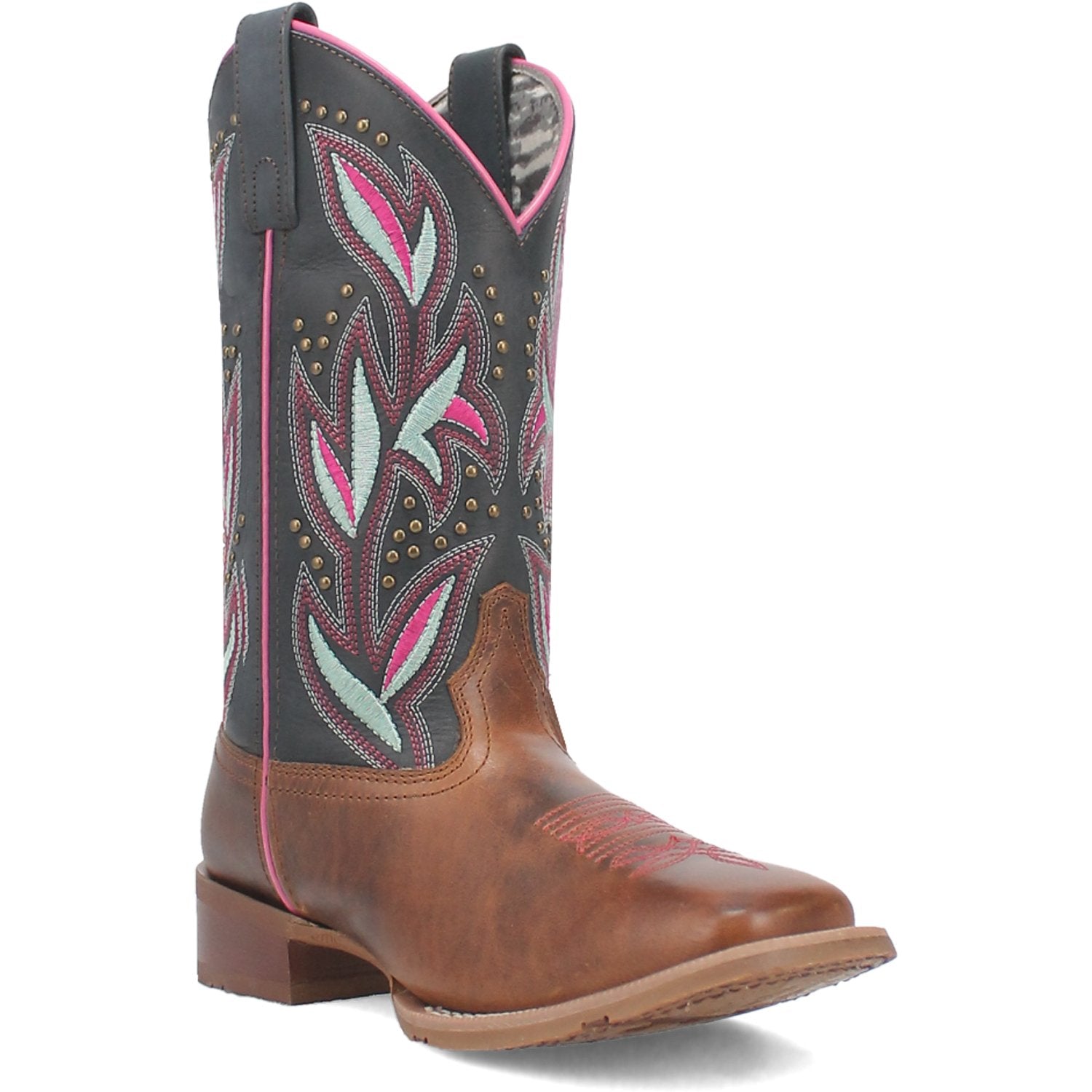 Laredo Women's 12" Lydia Tan & Blue Square Toe Western Boot - 5604 - 6M