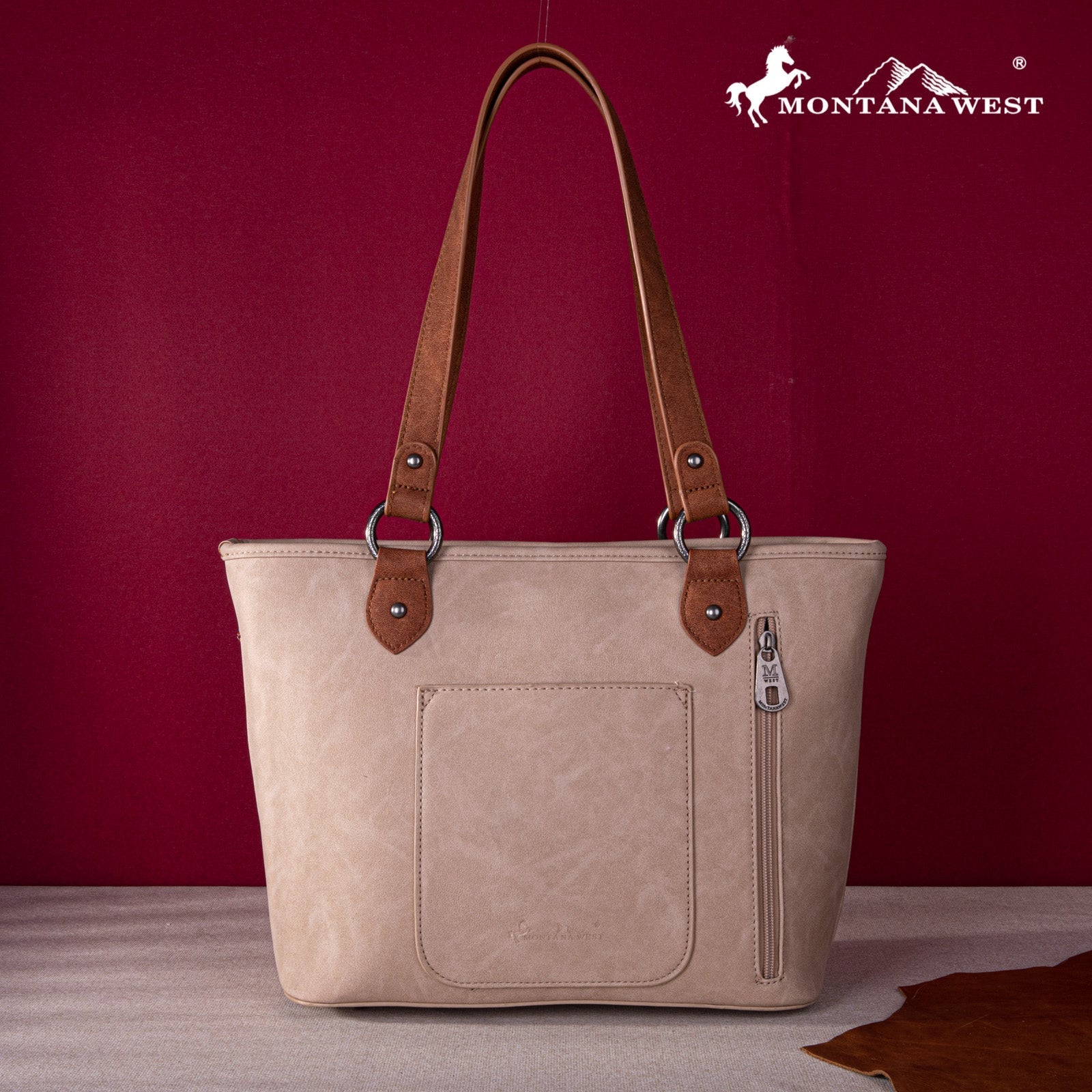 Montana West Embroidered Collection Concealed Carry Tote - Tan - MW1253G - 8317TN