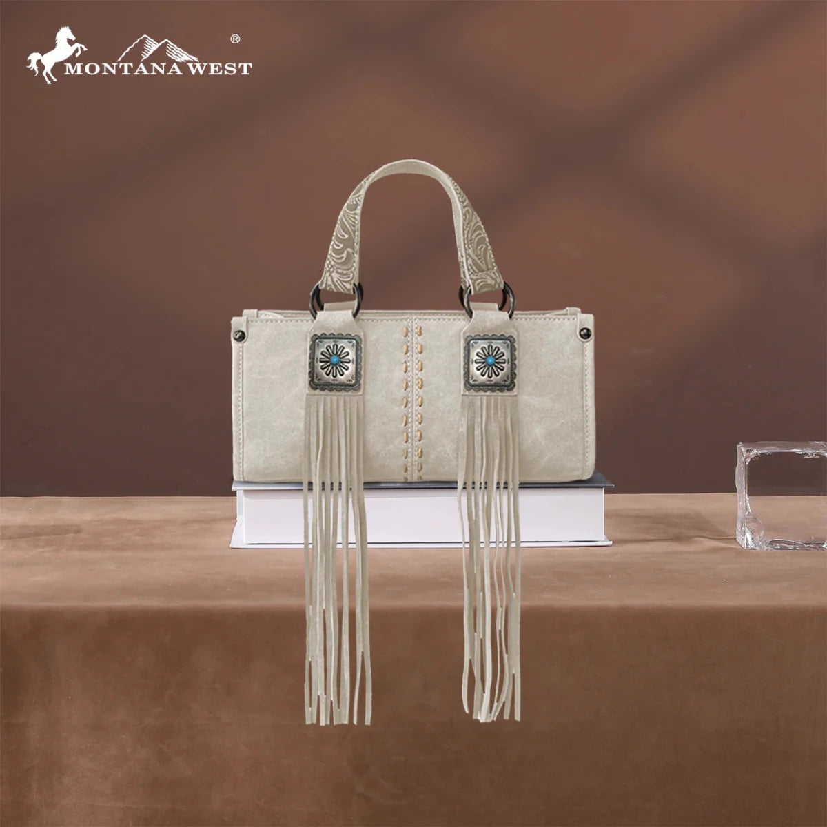 Montana West Western Fringe Concho Mini Crossbody Bag - Beige - MW1351-888BG