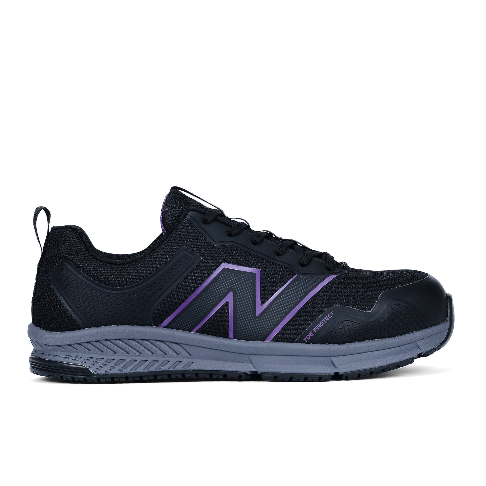 New Balance Women's Evolve Black and Purple Alloy Toe Electrical Hazard Work Shoe - WIDEVOLBL - 5.5B