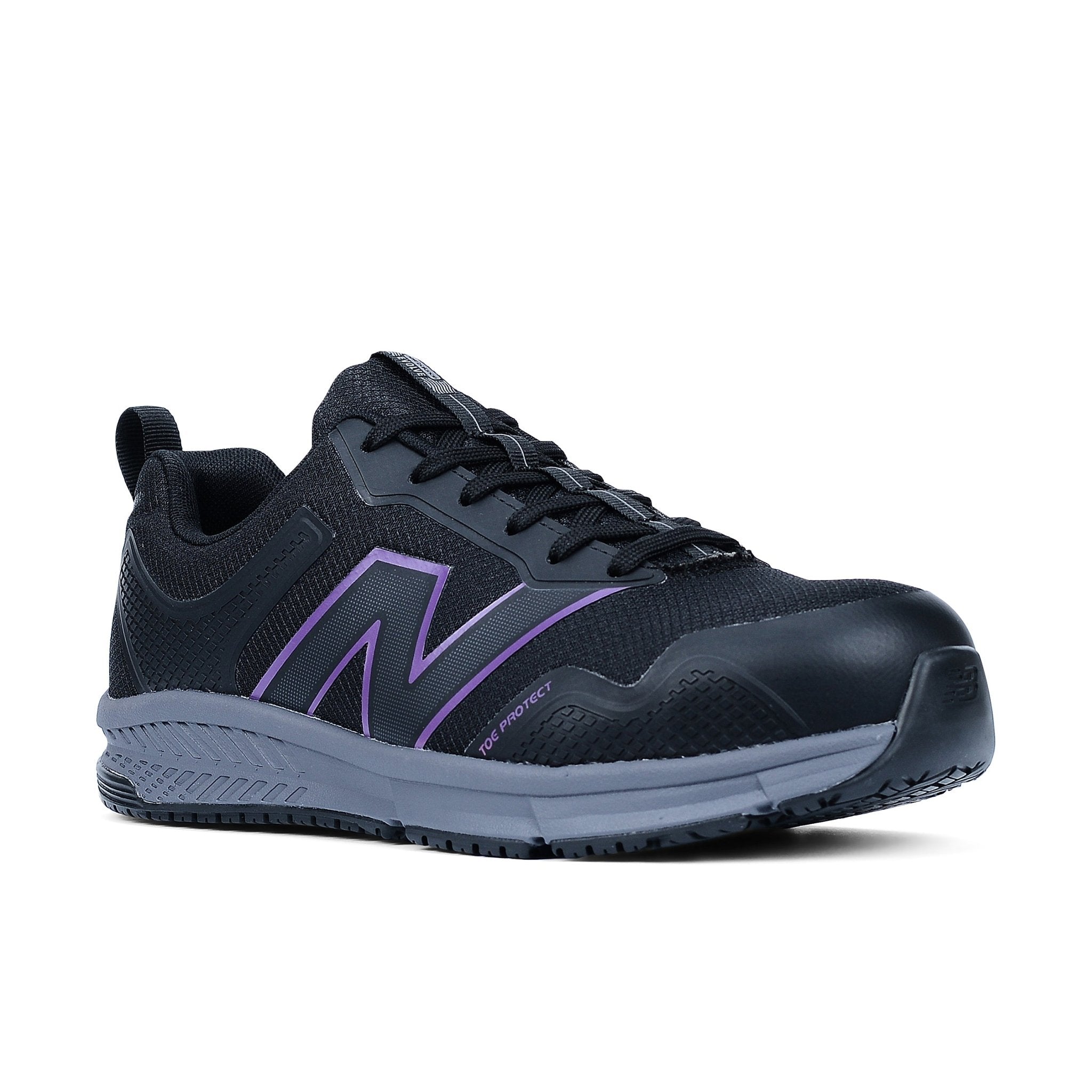 New Balance Women's Evolve Black and Purple Alloy Toe Electrical Hazard Work Shoe - WIDEVOLBL - 5.5B