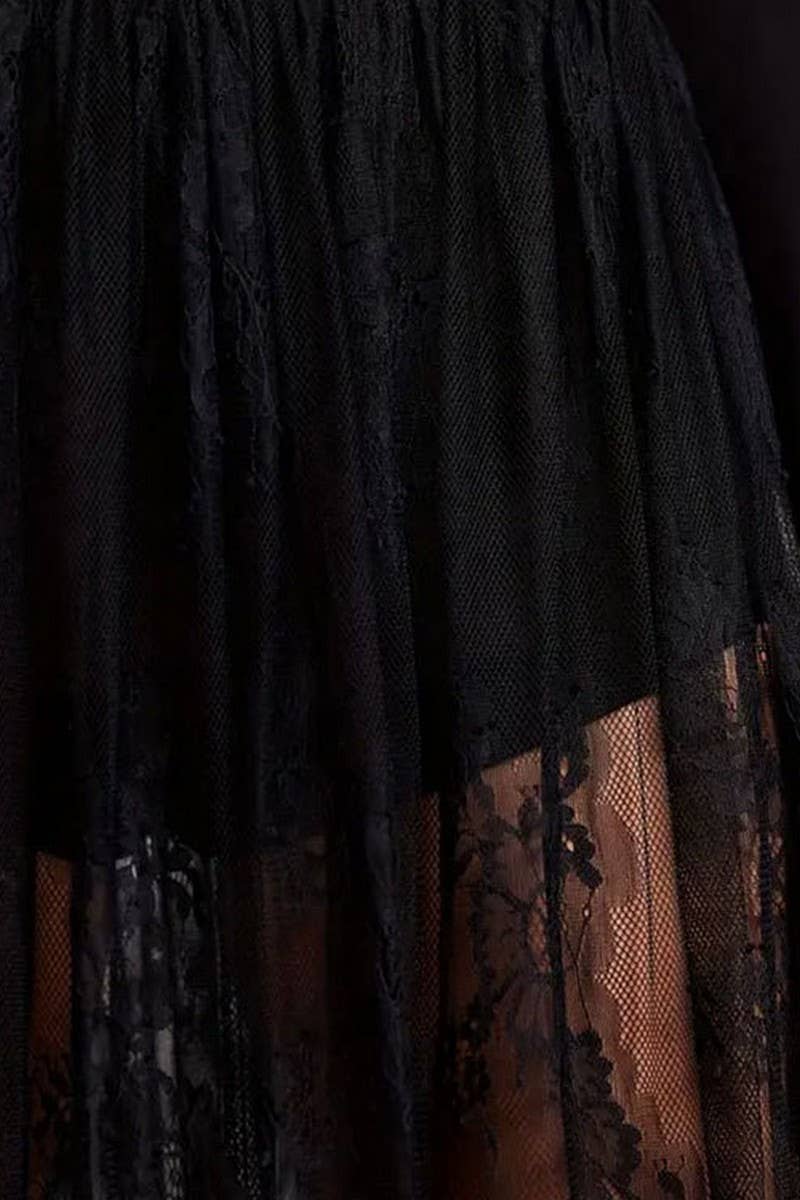 Ninexis Lace See - Through Skirt - Black - CWBLS0167-BLACK-S