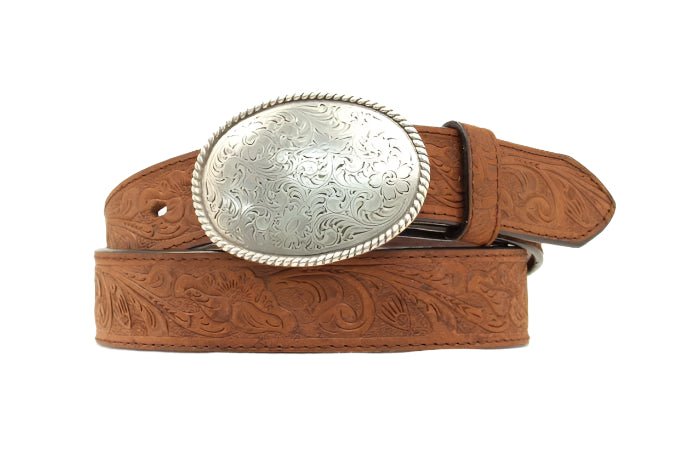Nocona Tan Leather Western Belt with Silver-Tone Buckle Nocona Men main image 3