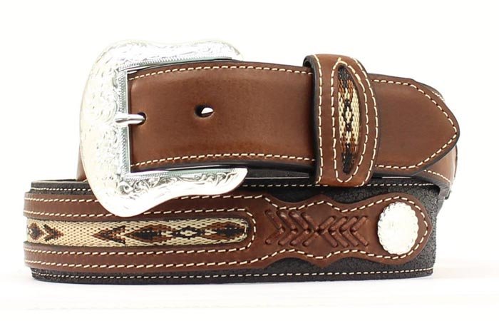 Nocona Men's Brown Top Hand Aztec Ribbon Western Belt - N2475701 - 28