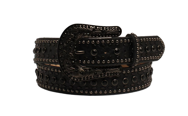 Nocona Silver Rhinestone Gray-Black Snake Embossed Leather Belt N3416201-L Women main image 3