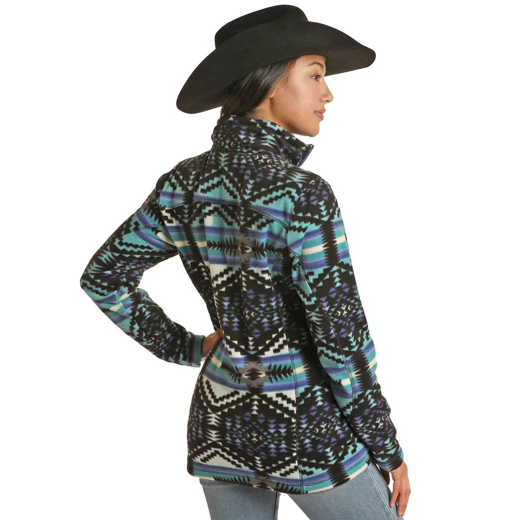 Powder River Outfitters Women's Aztec Fleece Black Pullover Jacket - PRMO91RZXV - S