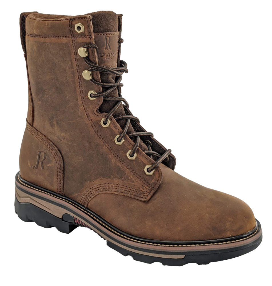 R. Watson Men's 12" Peanut Lace Up Waterproof Round Toe Work Boot - RW1020 - WP - 7D