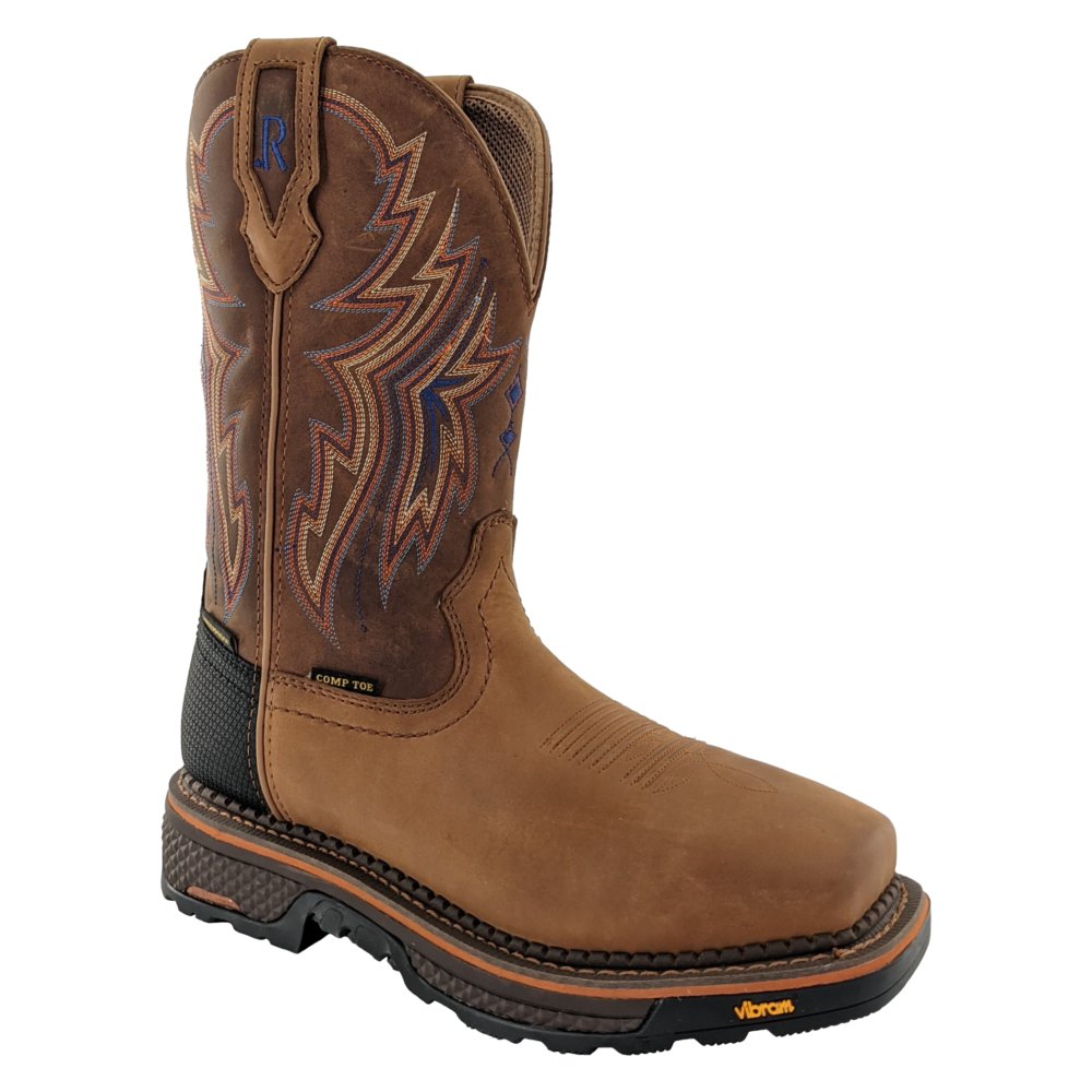 R. Watson Men's 12" Waterproof Tan Cowhide Vibram Wide Square Toe Work Boot - RW1200 - WP - 7D