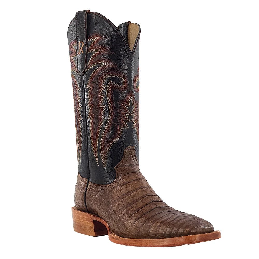 R. Watson Men's Coco Caiman Belly 13" Malaga Goat Wide Square Western Boots - RW2004-2-7B