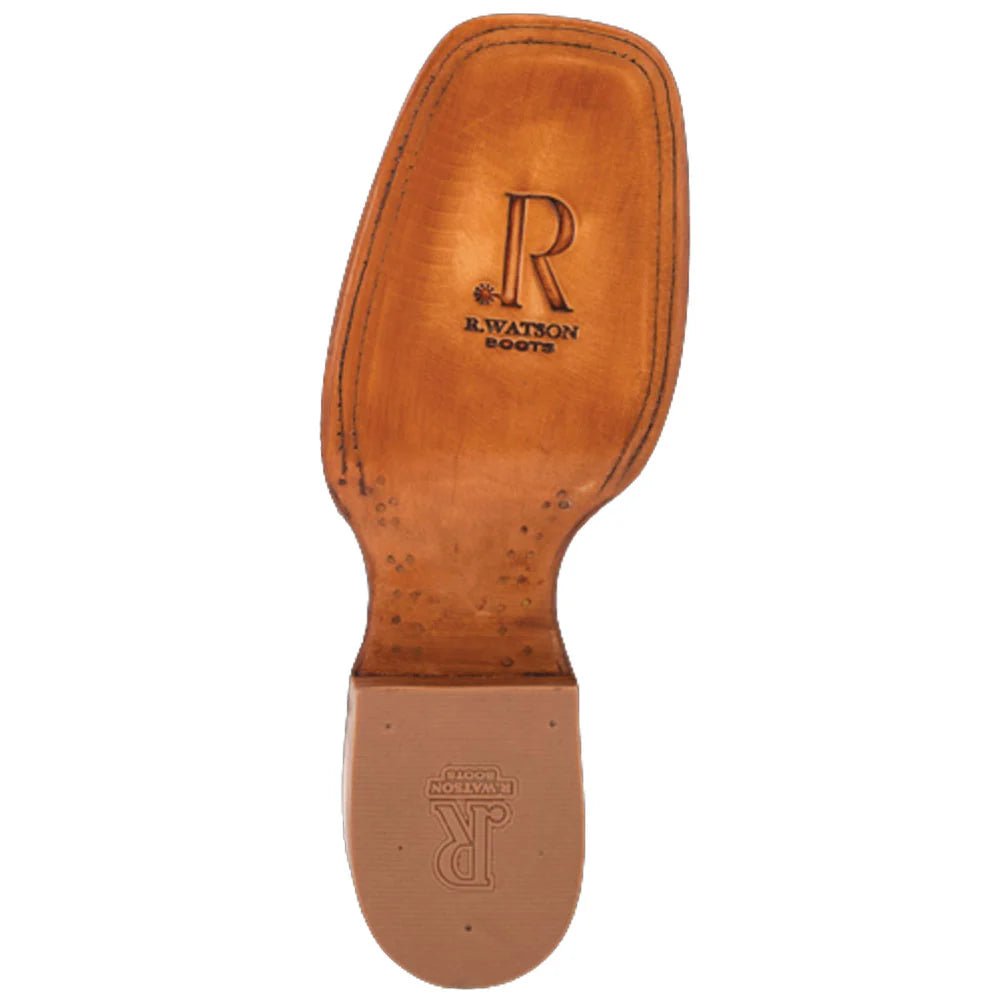 R. Watson Men's Coco Caiman Belly 13" Malaga Goat Wide Square Western Boots - RW2004-2-7B