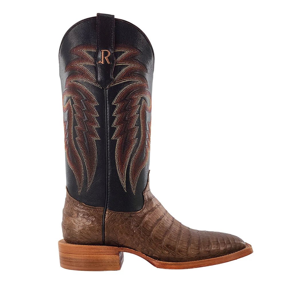 R. Watson Men's Coco Caiman Belly 13" Malaga Goat Wide Square Western Boots - RW2004-2-7B