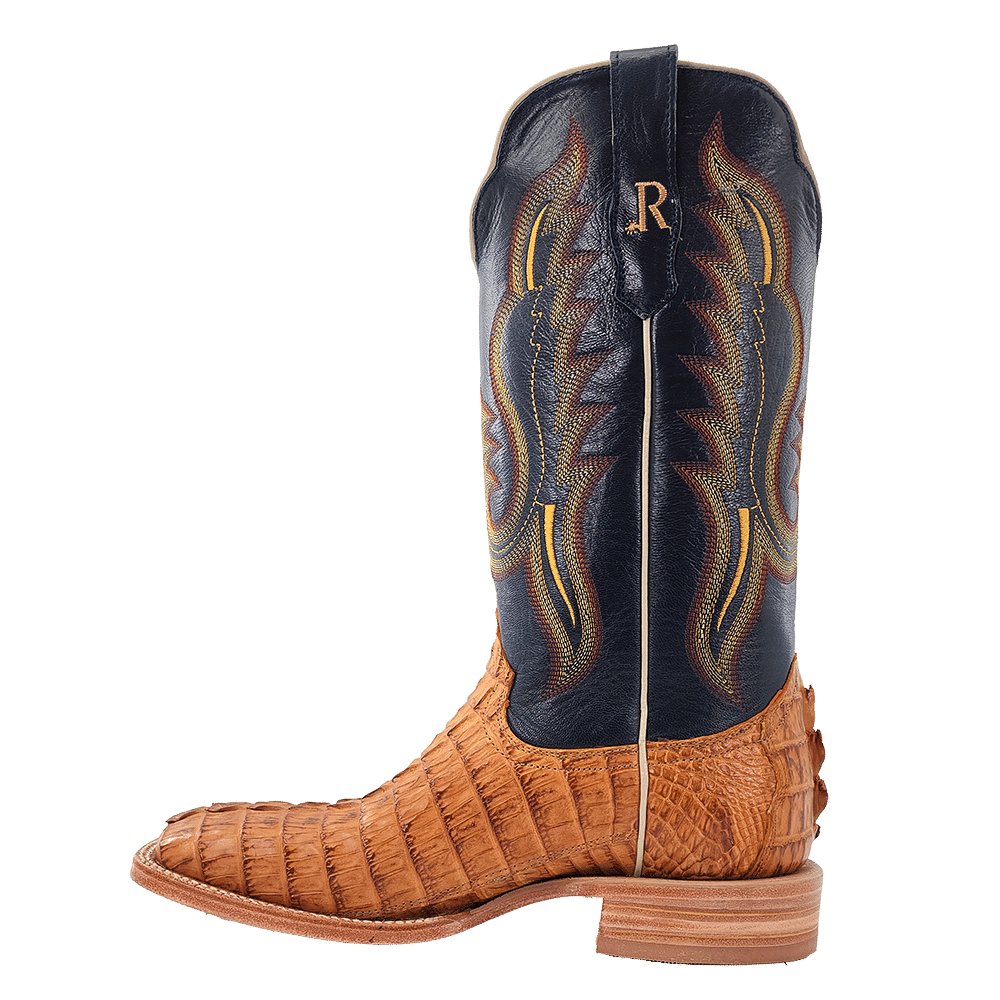 R. Watson Men's 13" Saddle Hornback Caiman Tail Square Toe Western Boot - RW3010 - 2 - 7D