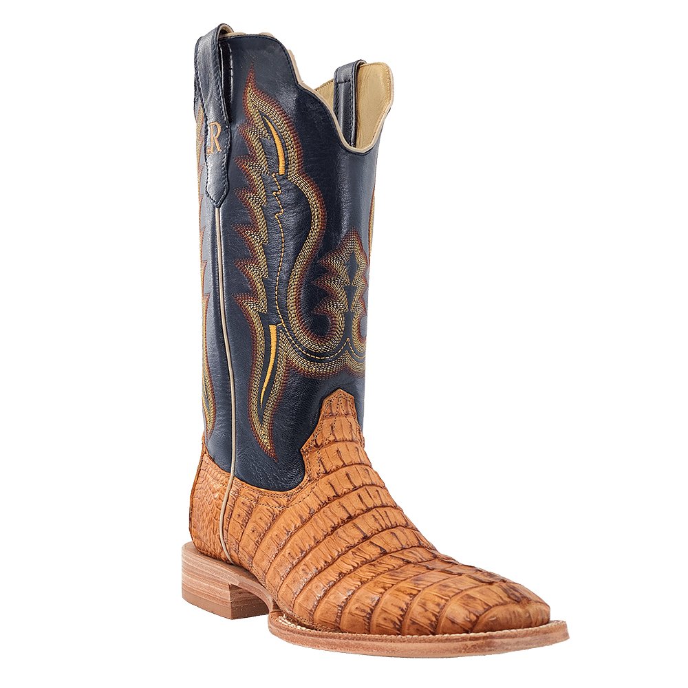 R. Watson Men's 13" Saddle Hornback Caiman Tail Square Toe Western Boot - RW3010 - 2 - 7D