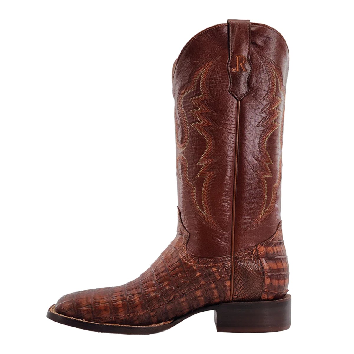 R Watson Men's 13" Brandy Vintage Hornback Caiman Tail Western Boot - RW3012 - 3 - 7D