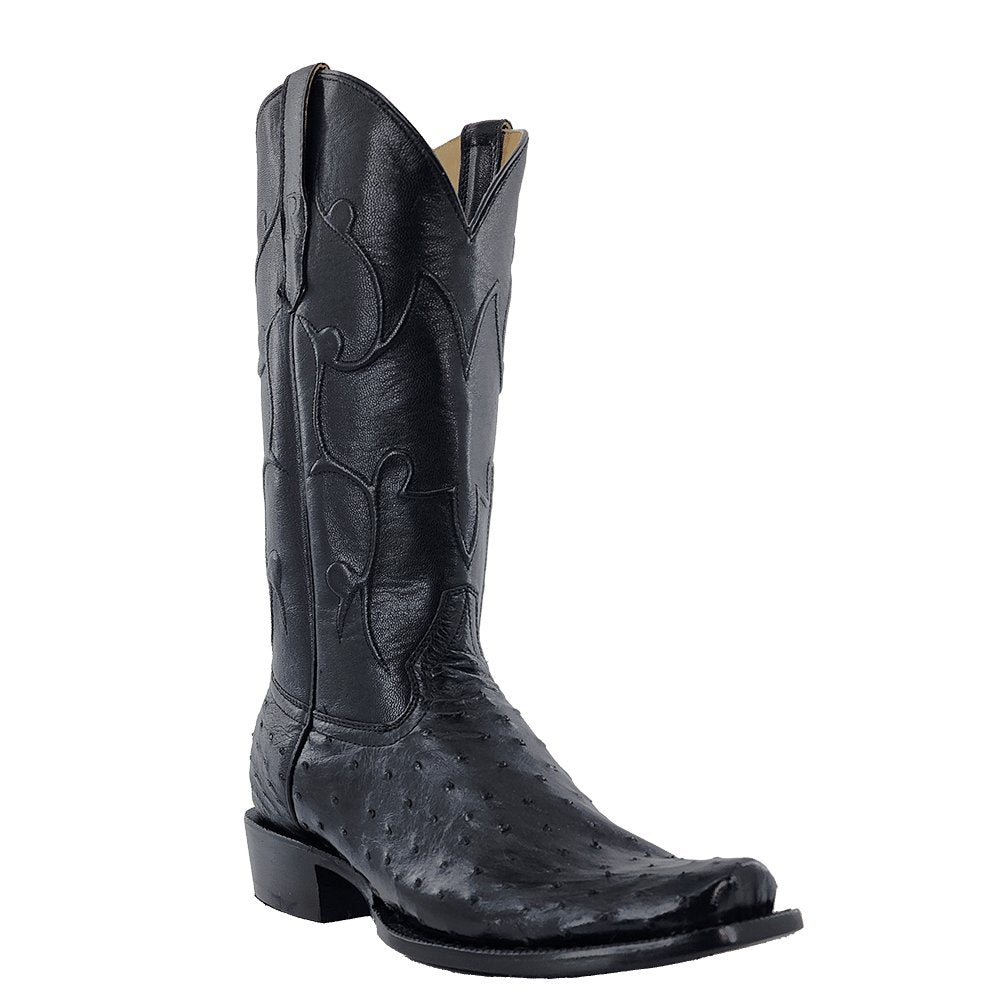 R. Watson Men's Black Full Quill Ostrich 13" Narrow Square Toe Boots - RW4000 - 1 - 9B