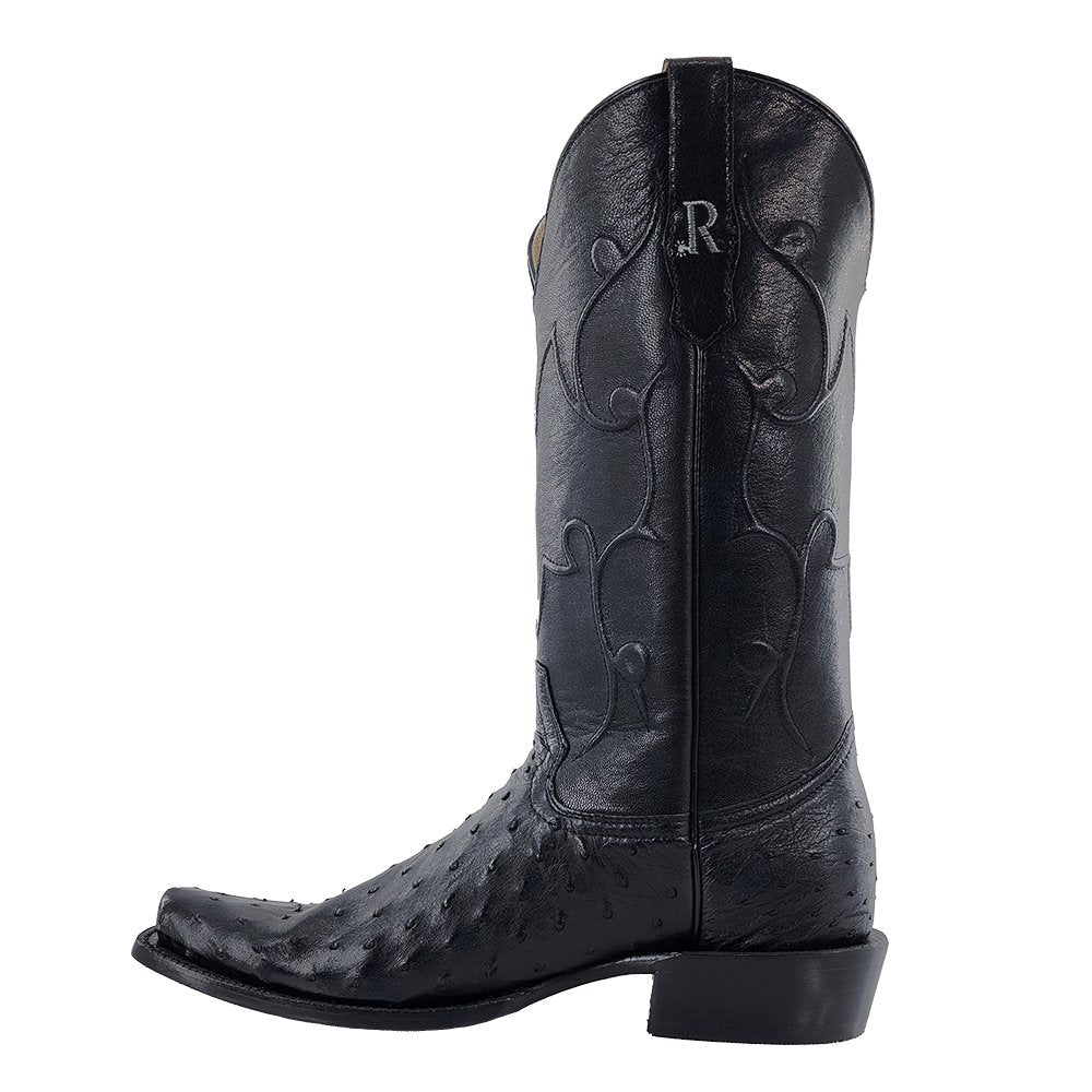 R. Watson Men's Black Full Quill Ostrich 13" Narrow Square Toe Boots - RW4000 - 1 - 9B