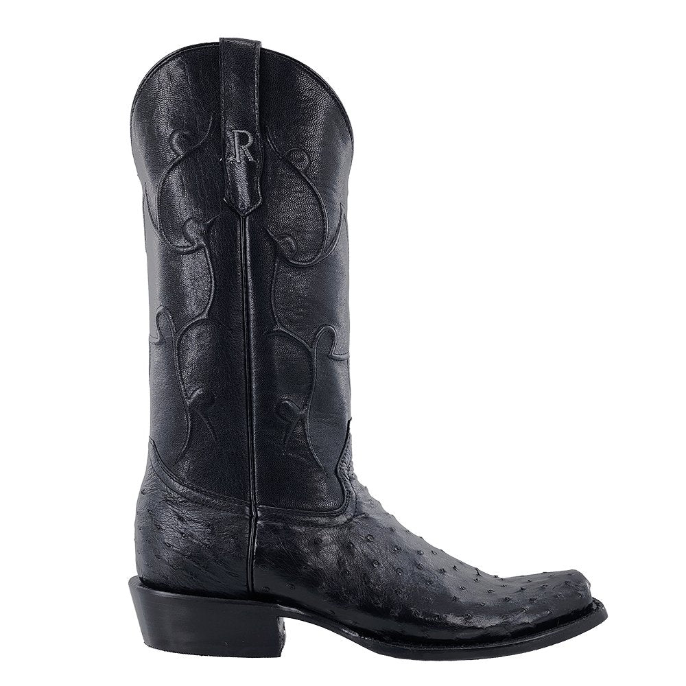 R. Watson Men's Black Full Quill Ostrich 13" Narrow Square Toe Boots - RW4000 - 1 - 9B