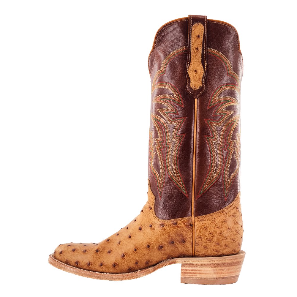 R. Watson Men's Antique Saddle Bruciato Full Quill Ostrich 13" Super Roper Boots - RW4533 - 6 - 7D