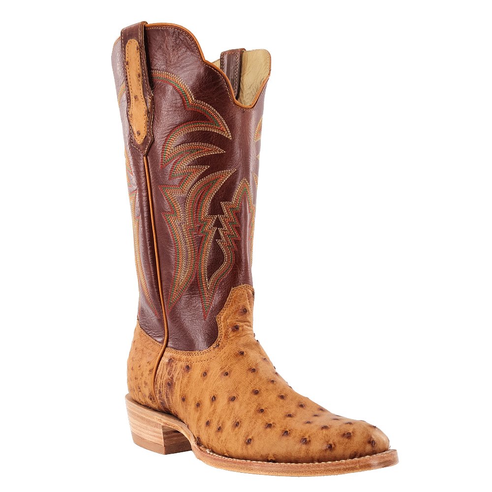 R. Watson Men's Antique Saddle Bruciato Full Quill Ostrich 13" Super Roper Boots - RW4533 - 6 - 7D