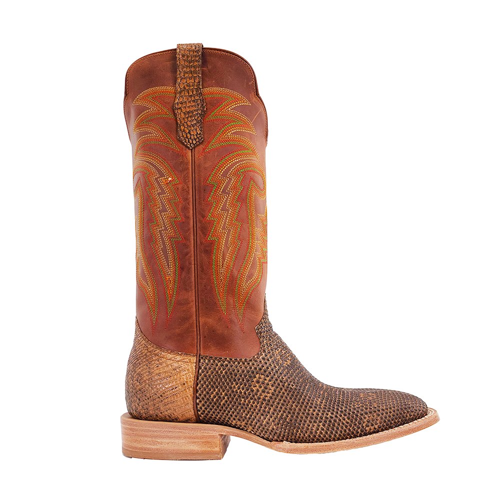 R. Watson Men's 13" Cognac Ringtail Lizard Western Boot - RW7901 - 2 - 9B