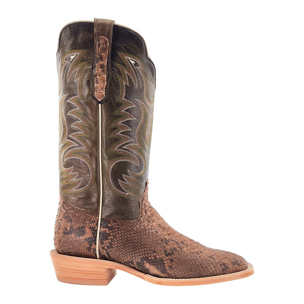 R Watson Men's 13" Python & Carbon Damiana Wide Square Toe Boots - RW7911 - 2 - 7D