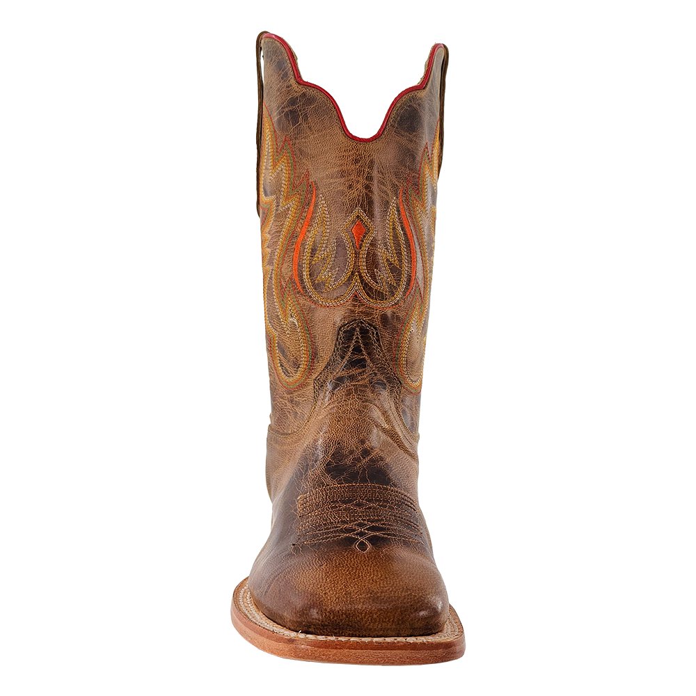 R. Watson Mens 11" Crazy Tan Goat Wide Square Toe Western Boots - RW8032 - 2 - 7D