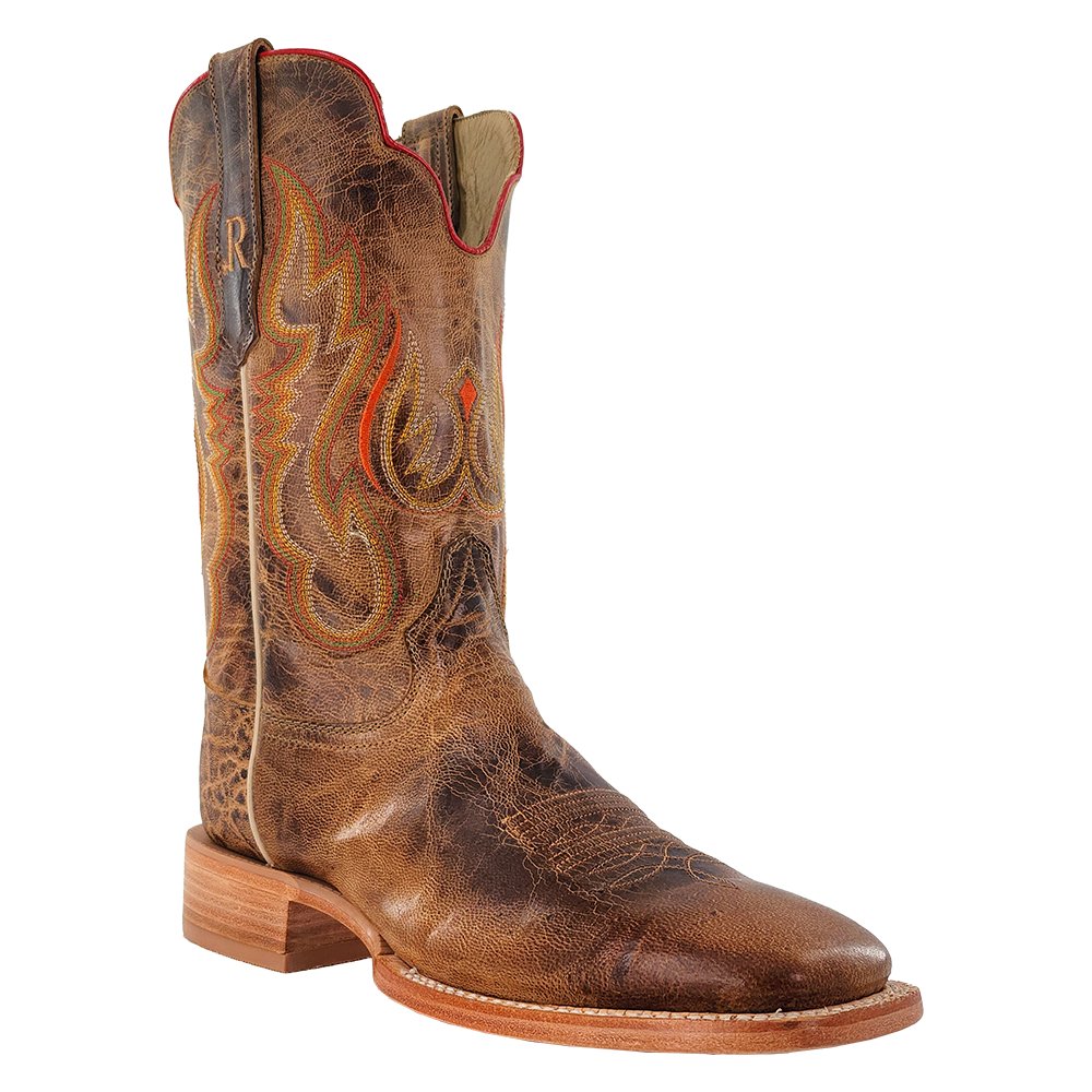 R. Watson Mens 11" Crazy Tan Goat Wide Square Toe Western Boots - RW8032 - 2 - 7D