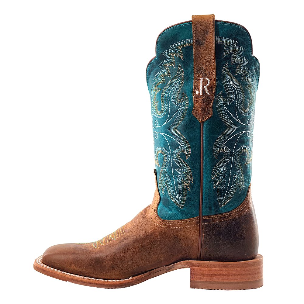 R Watson Women's 11" Azure Honey Wide Square Toe Western Boots - RWL8305 - 2 - 5B