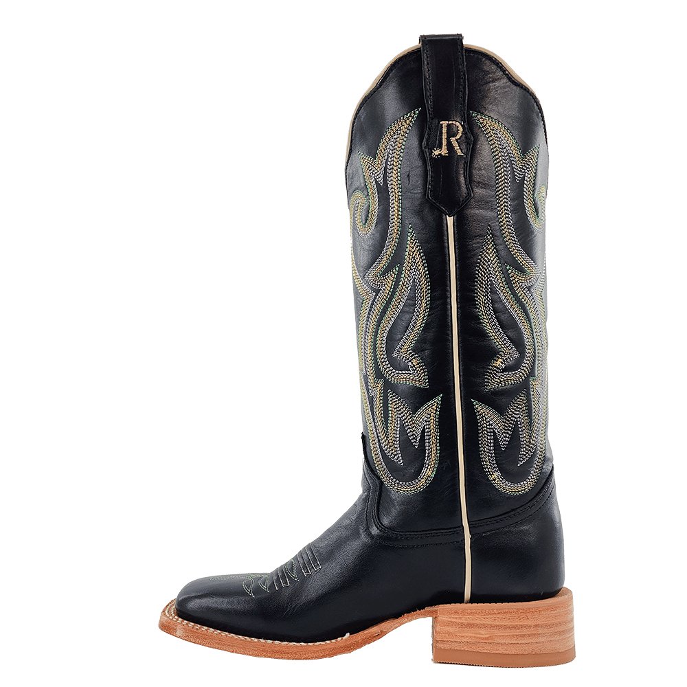 R Watson Women's 14" Black Sinatra Cowhide Western Boot - RWL8310 - 1 - 5B